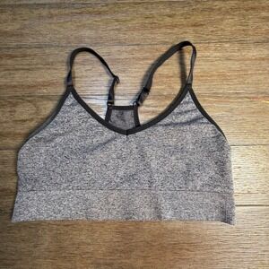 PINK Active Womens XL Gray Heather Seamless Racerback V-Neck Sports Bra 1137